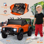 Matmenų schema: Land Rover Defender elektromobilis 110 cm ilgas, 69 cm pločio, 61 cm aukštas