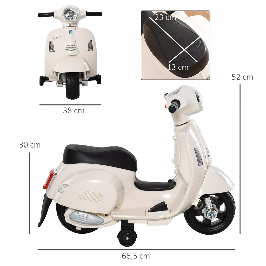 Elektrinis motoroleris Vespa vaikams nuo 18–36 mėn., baltas