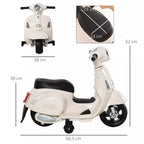 Elektromotorolerio Vespa matmenų schema centimetrais