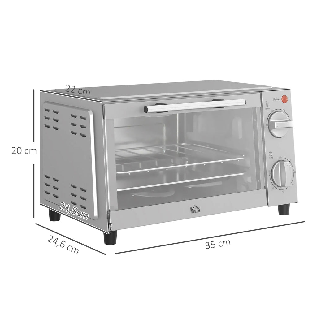 Elektrinė mini orkaitė, 9 L, su laikmačiu, sidabrinė