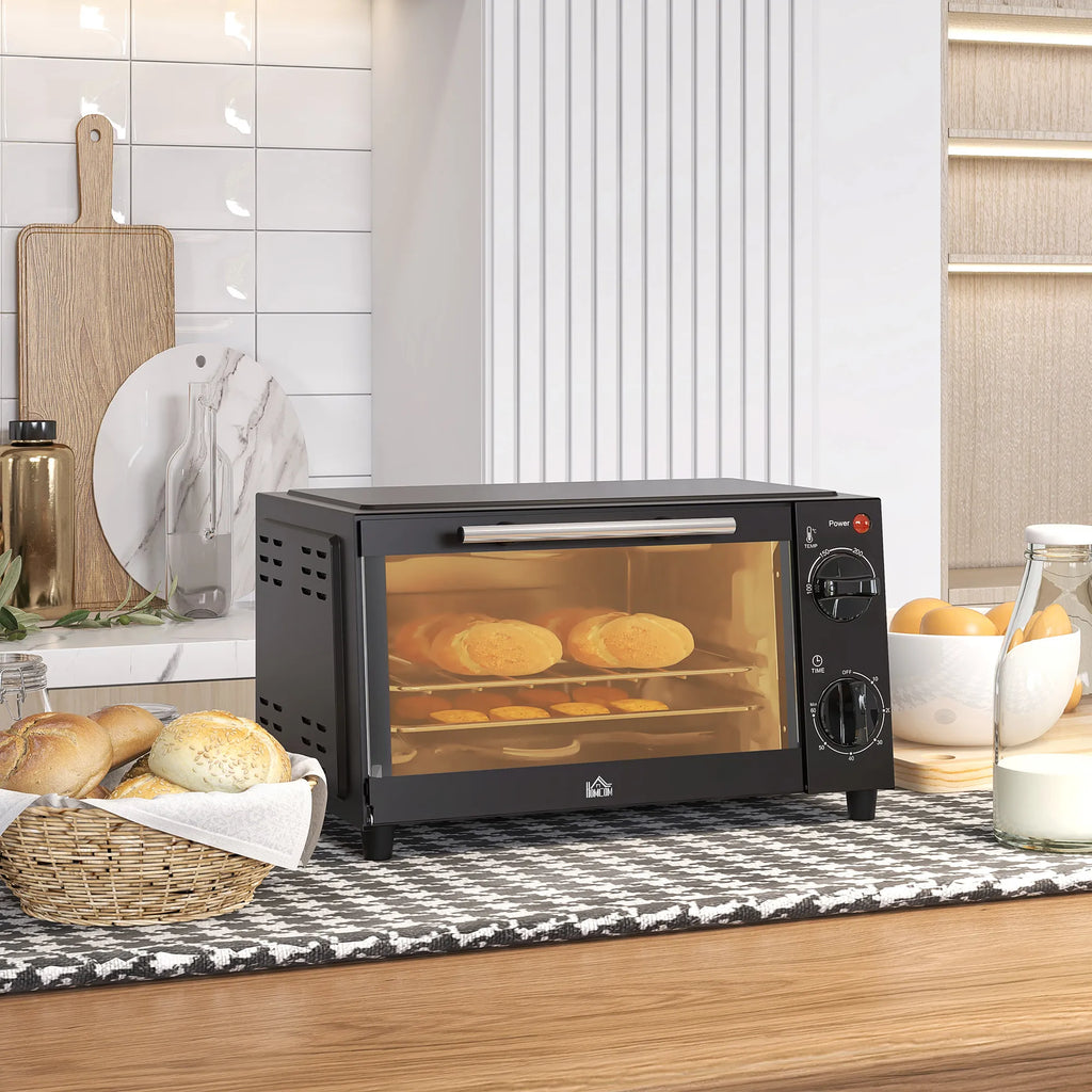 Elektrinė mini orkaitė 9 l su temperatūros ir laiko reguliavimu, juoda