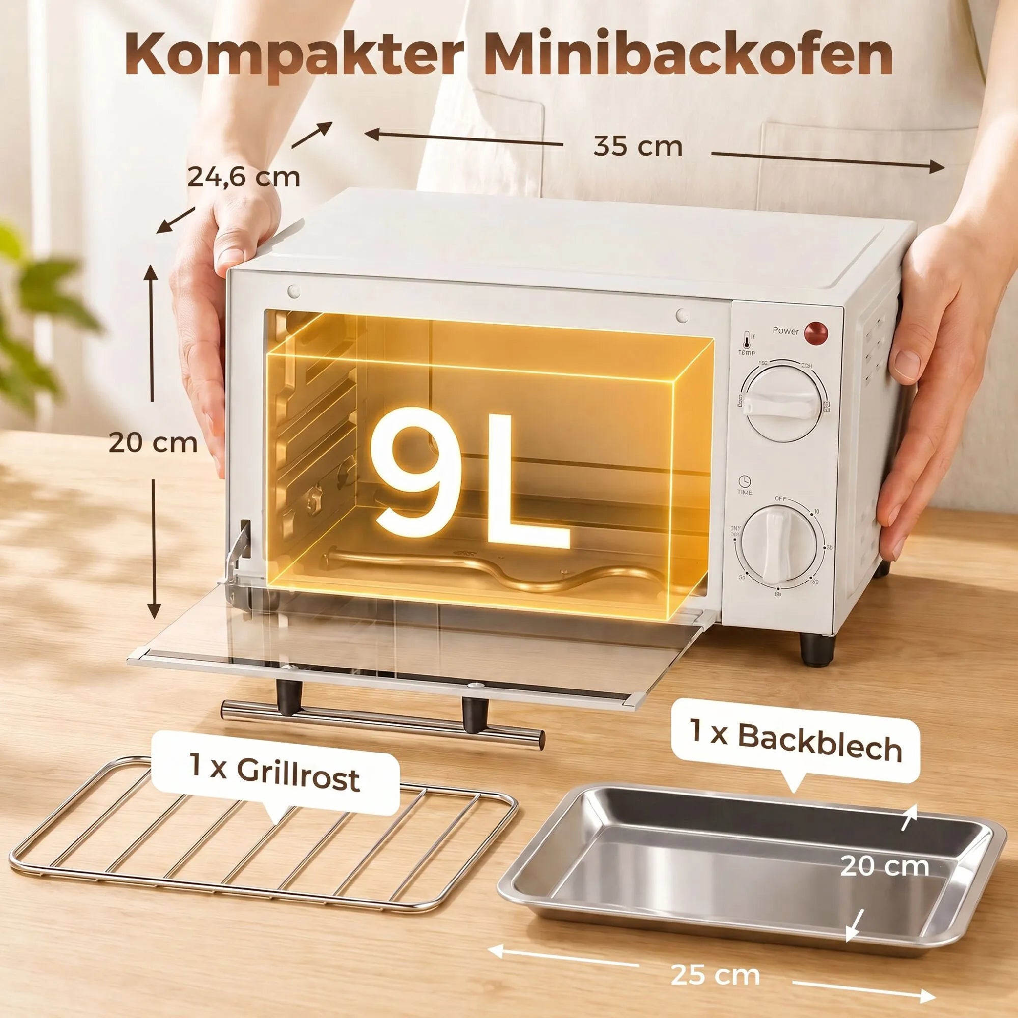 Elektrinė miniorkaitė NEFF, su laikmačiu, 9 l, kreminė balta