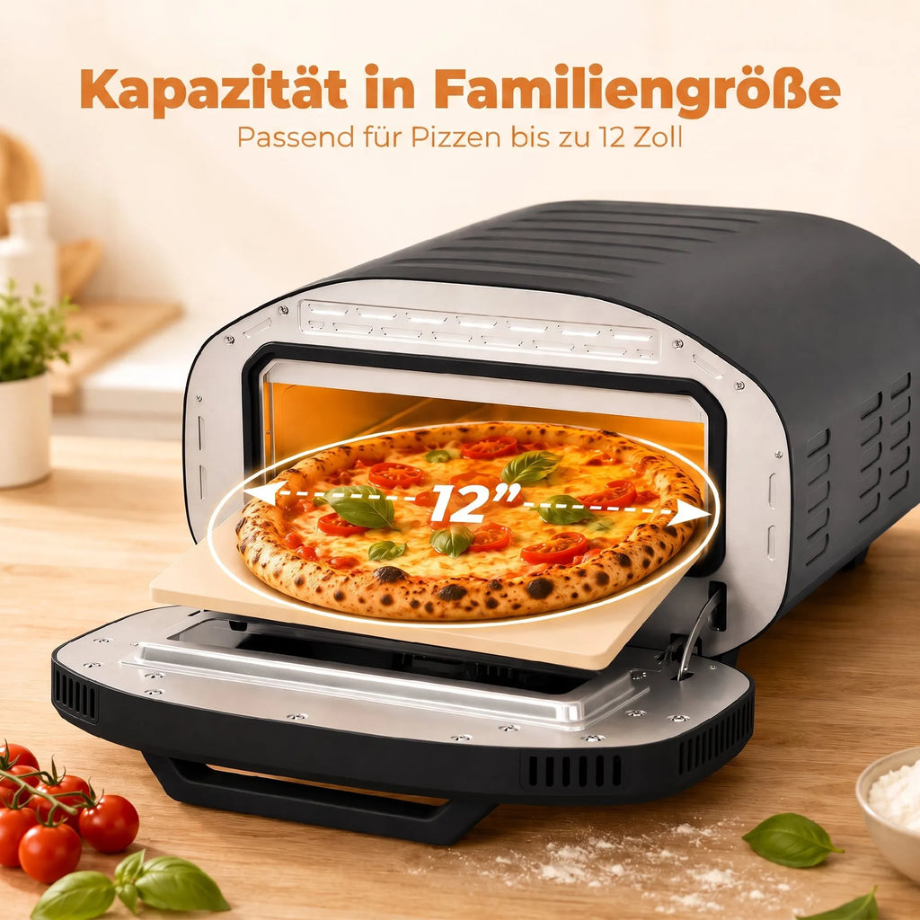 Elektrinė picų krosnelė 12 colių, 2200 W, iki 430 °C, pilka