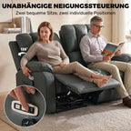 Elektrinė sofa-reglaineris dviem su masažu ir šildymu, USB ir USB-C