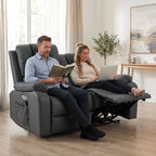 Elektrinė sofa-reglaineris dviem su masažu ir šildymu, USB ir USB-C