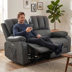 Elektrinė sofa-reglaineris dviem su masažu ir šildymu, USB ir USB-C