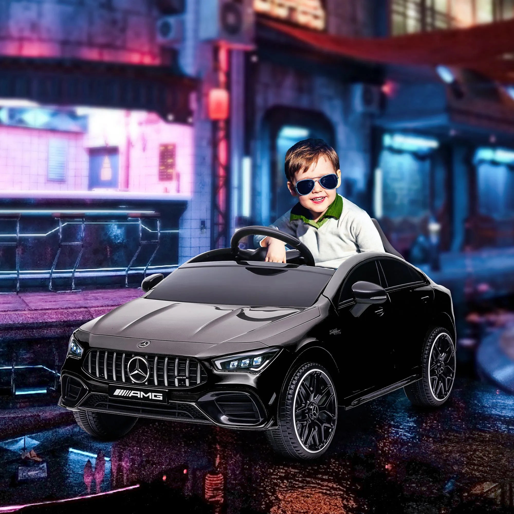 Elektrinis automobilis Mercedes-Benz AMG CLA 45, su nuotolinio valdymo pulteliu, 3-6 metų vaikams, juodos spalvos