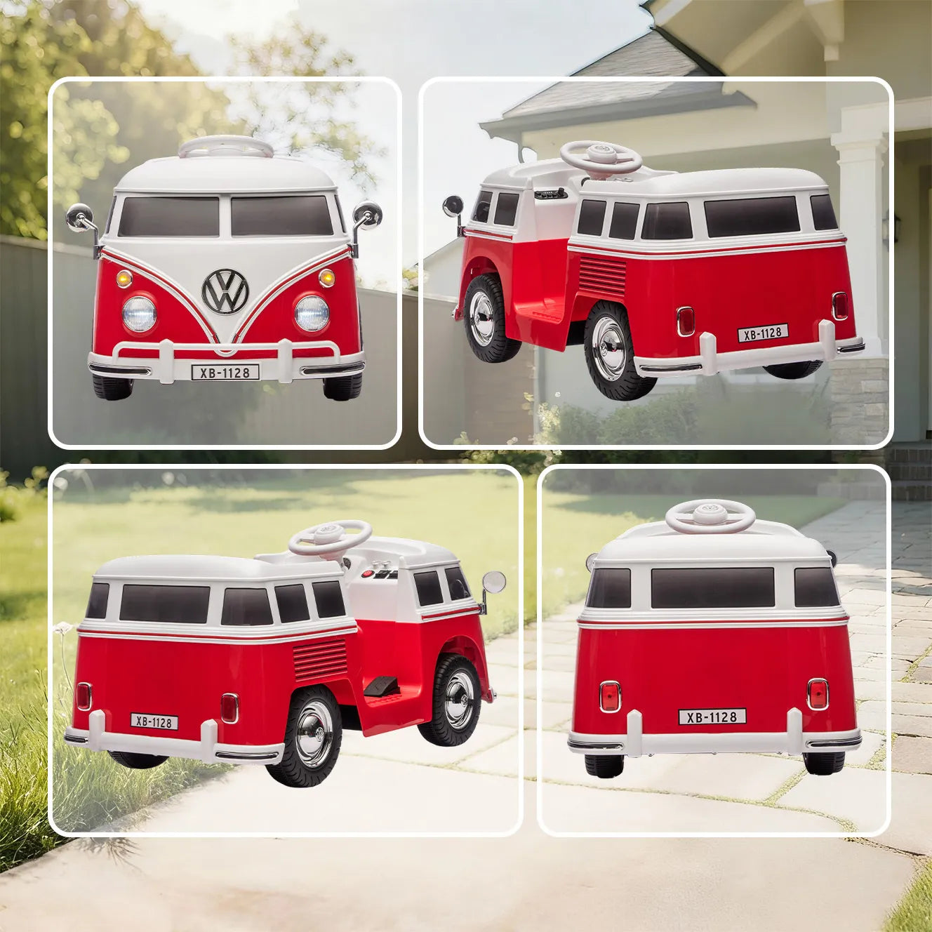 Elektrinis automobilis Volkswagen T1, 3–7 metų vaikams, raudonas