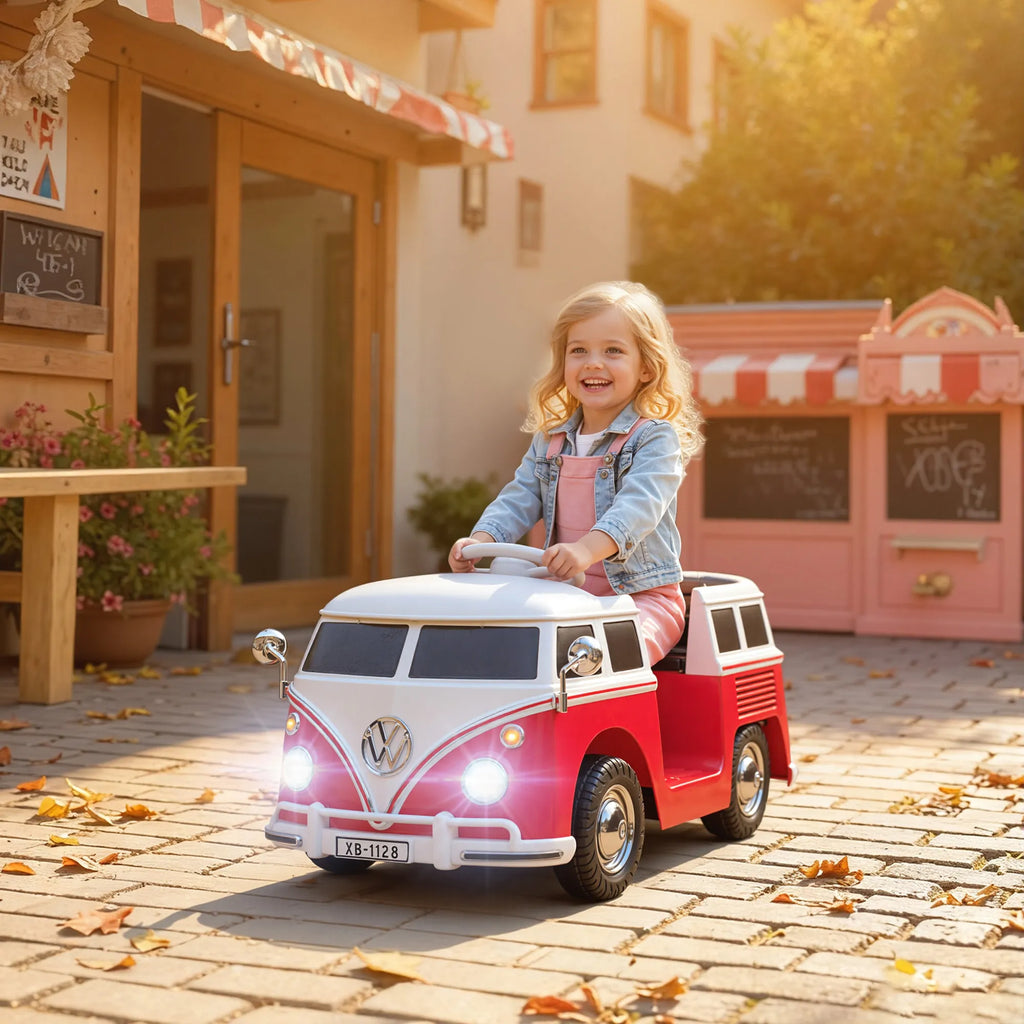 Elektrinis automobilis Volkswagen T1, 3–7 metų vaikams, raudonas