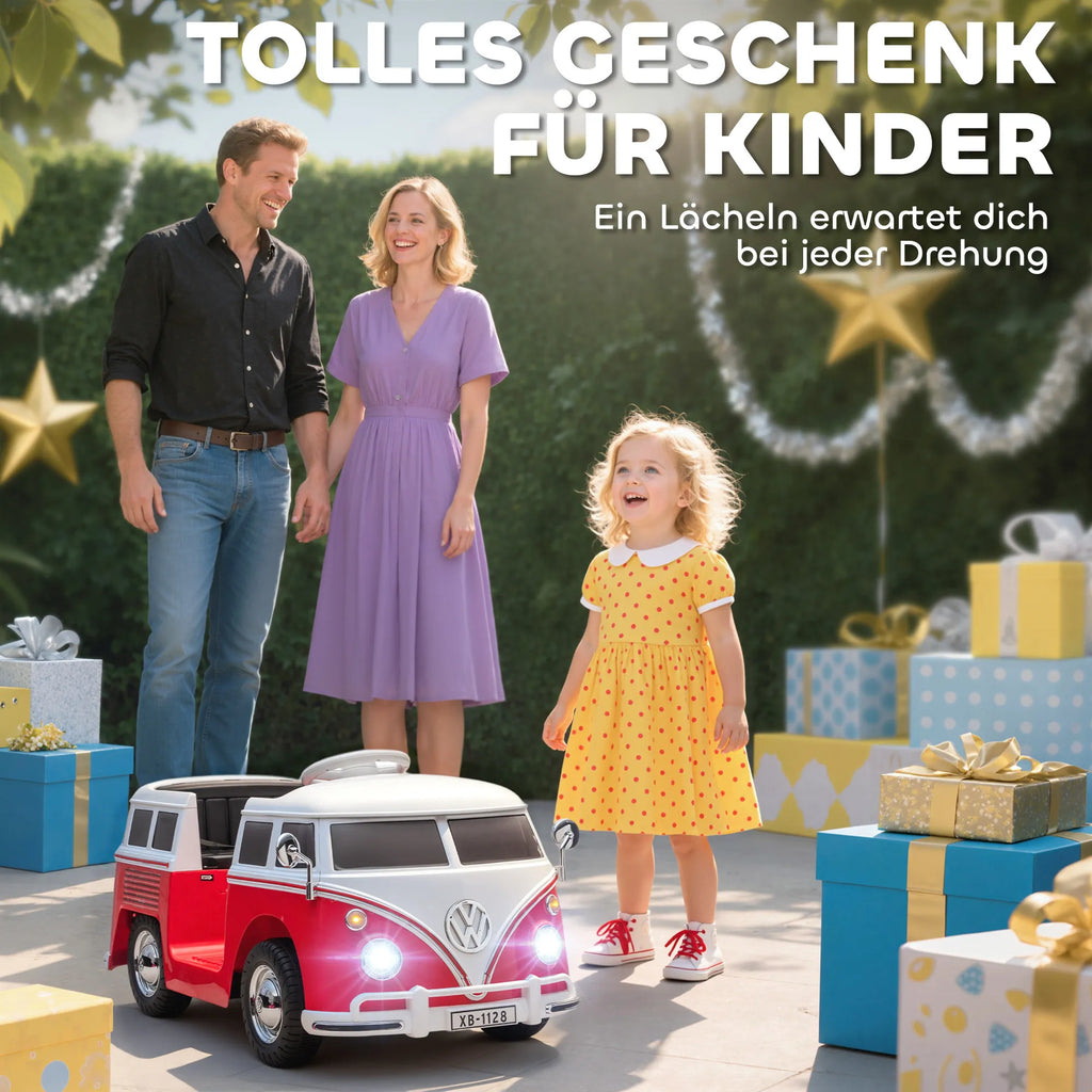 Elektrinis automobilis Volkswagen T1, 3–7 metų vaikams, raudonas