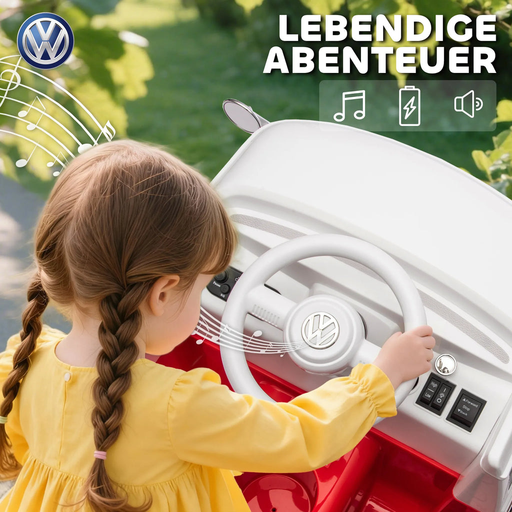 Elektrinis automobilis Volkswagen T1, 3–7 metų vaikams, raudonas