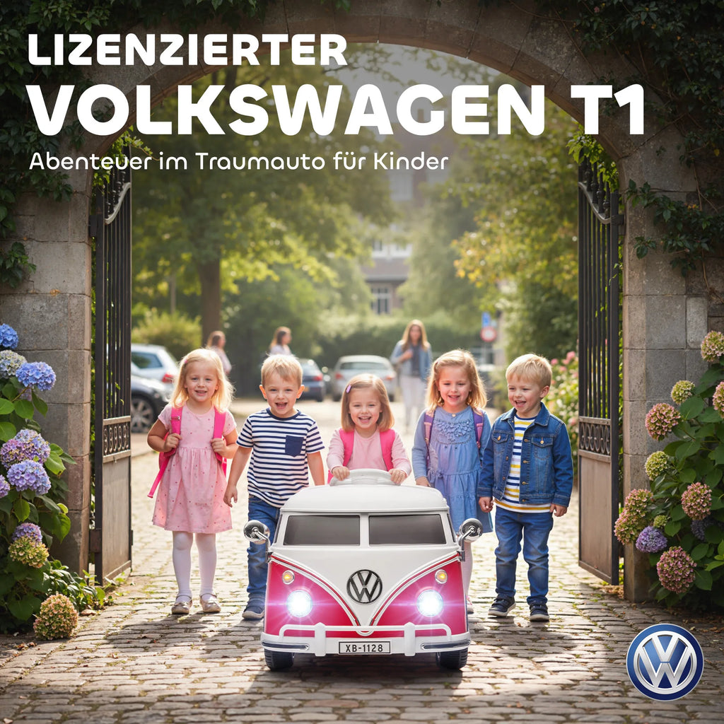 Elektrinis automobilis Volkswagen T1, 3–7 metų vaikams, raudonas