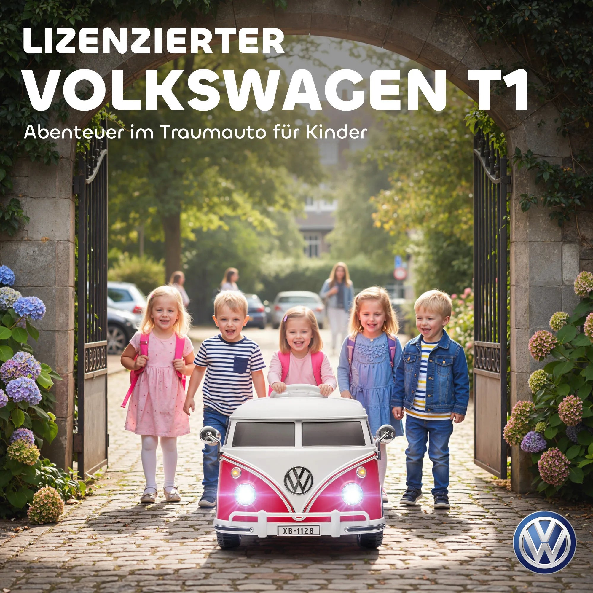 Elektrinis automobilis Volkswagen T1, 3–7 metų vaikams, raudonas