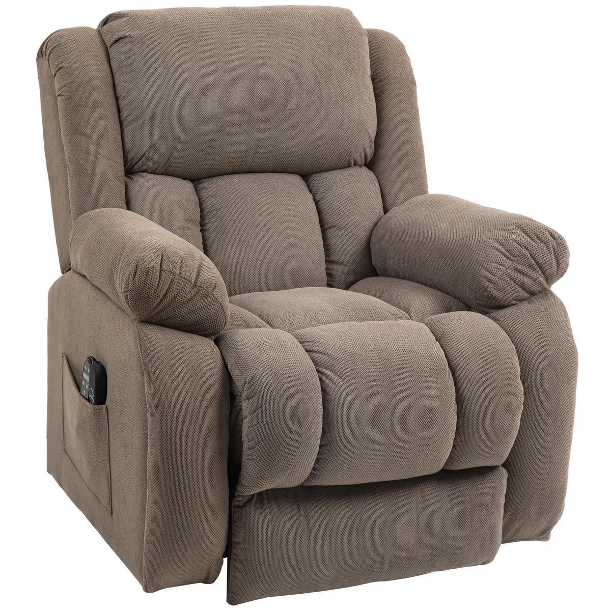 Elektrinis fotelis reglaineris su atsikėlimo funkcija, masažu ir šildymu, šviesiai rudas