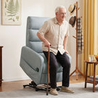 Elektrinis fotelis reglaineris su atsikėlimo funkcija, pulteliu, šviesiai pilkas