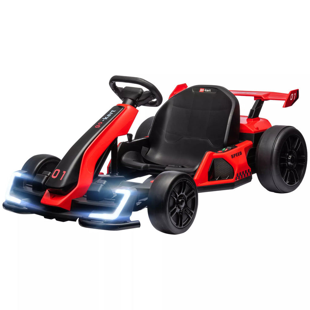 Elektrinis kartingas 6–12 metų vaikams, reguliuojama sėdynė, iki 12 km/h, raudonas
