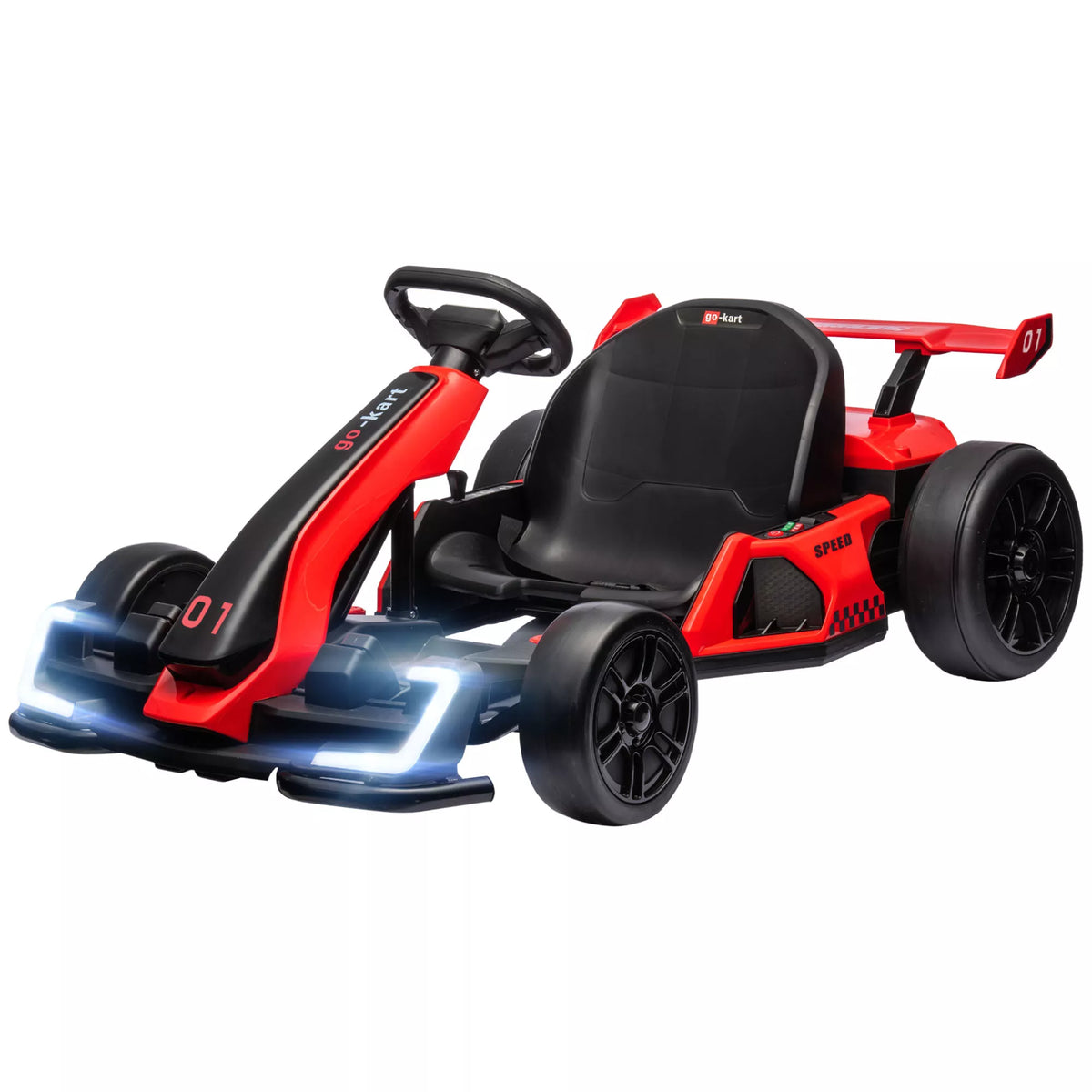 Elektrinis kartingas 6–12 metų vaikams, reguliuojama sėdynė, iki 12 km/h, raudonas