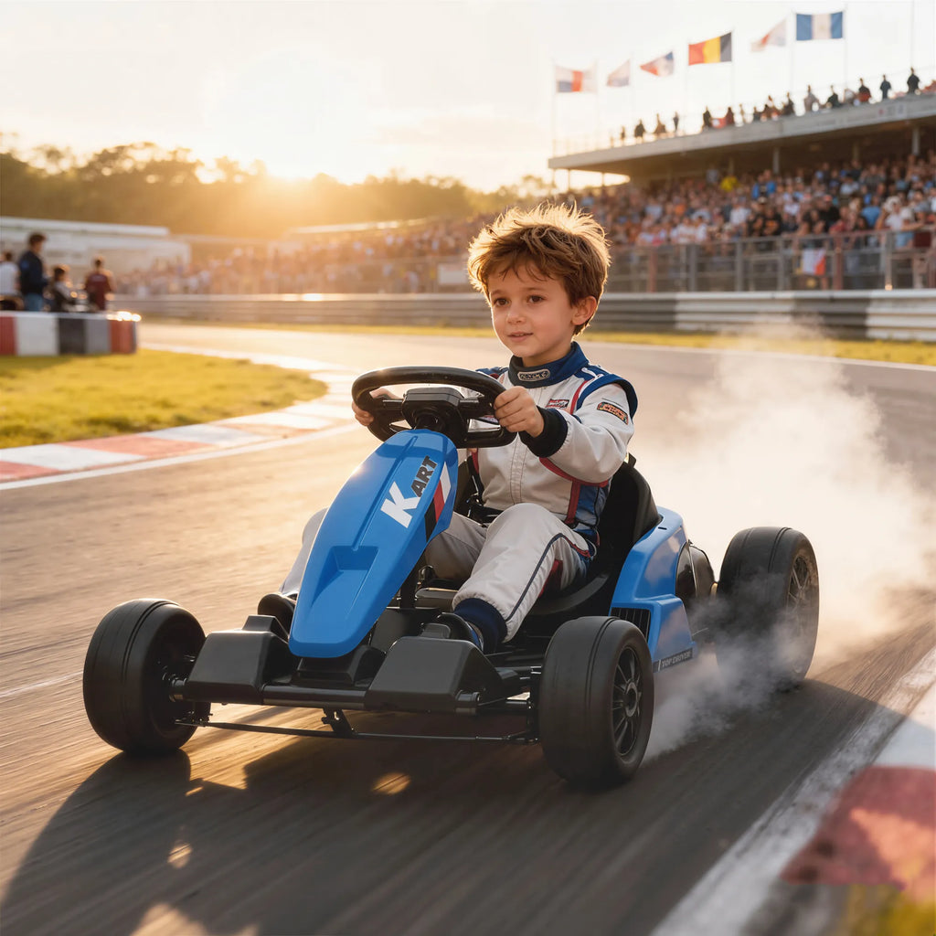 Elektrinis kartingas driftui, 24V, 6–12 metų vaikams, mėlynas