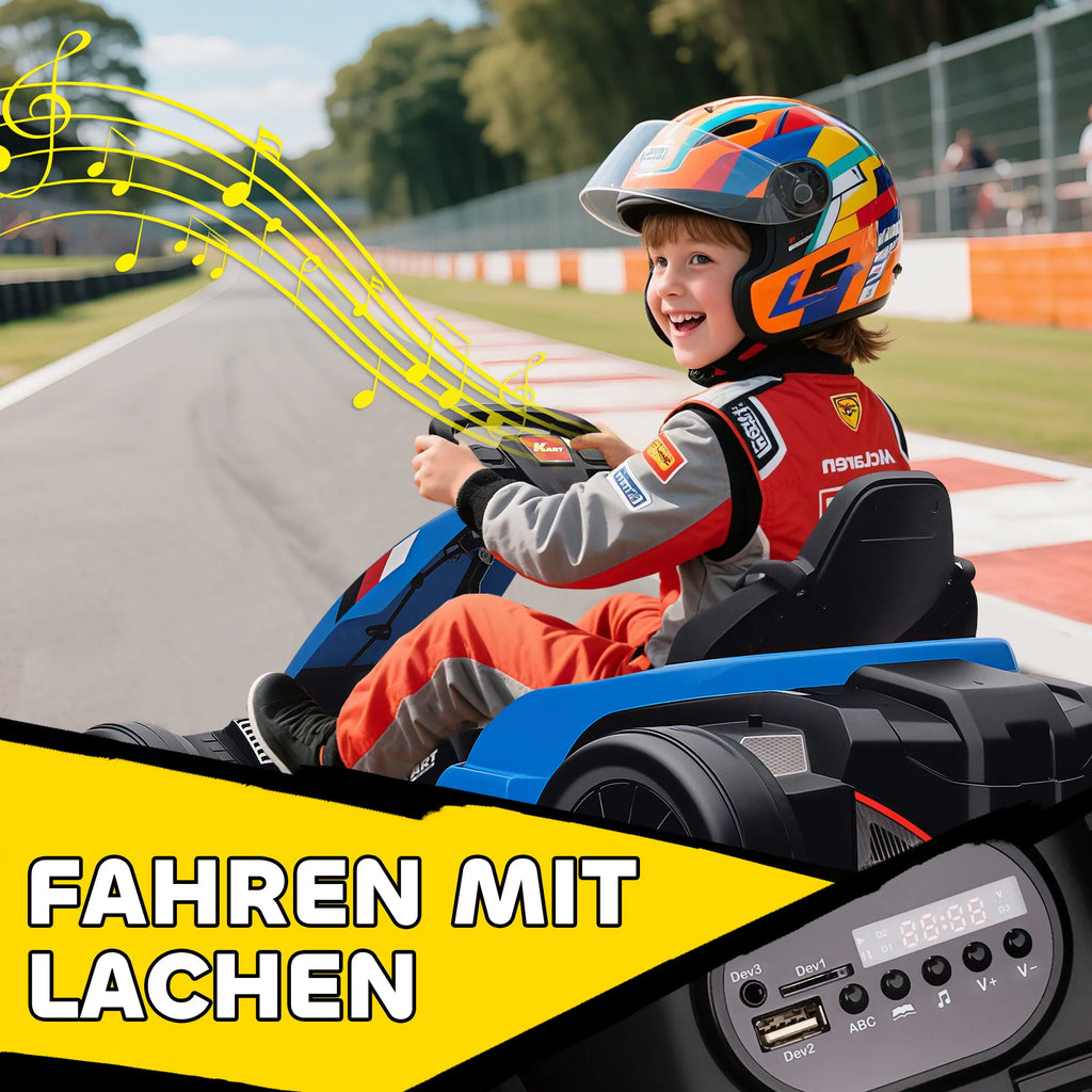 Elektrinis kartingas driftui, 24V, 6–12 metų vaikams, mėlynas