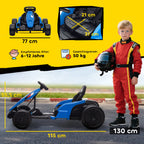 Elektrinis kartingas driftui, 24V, 6–12 metų vaikams, mėlynas