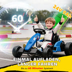Elektrinis kartingas driftui, 24V, 6–12 metų vaikams, mėlynas