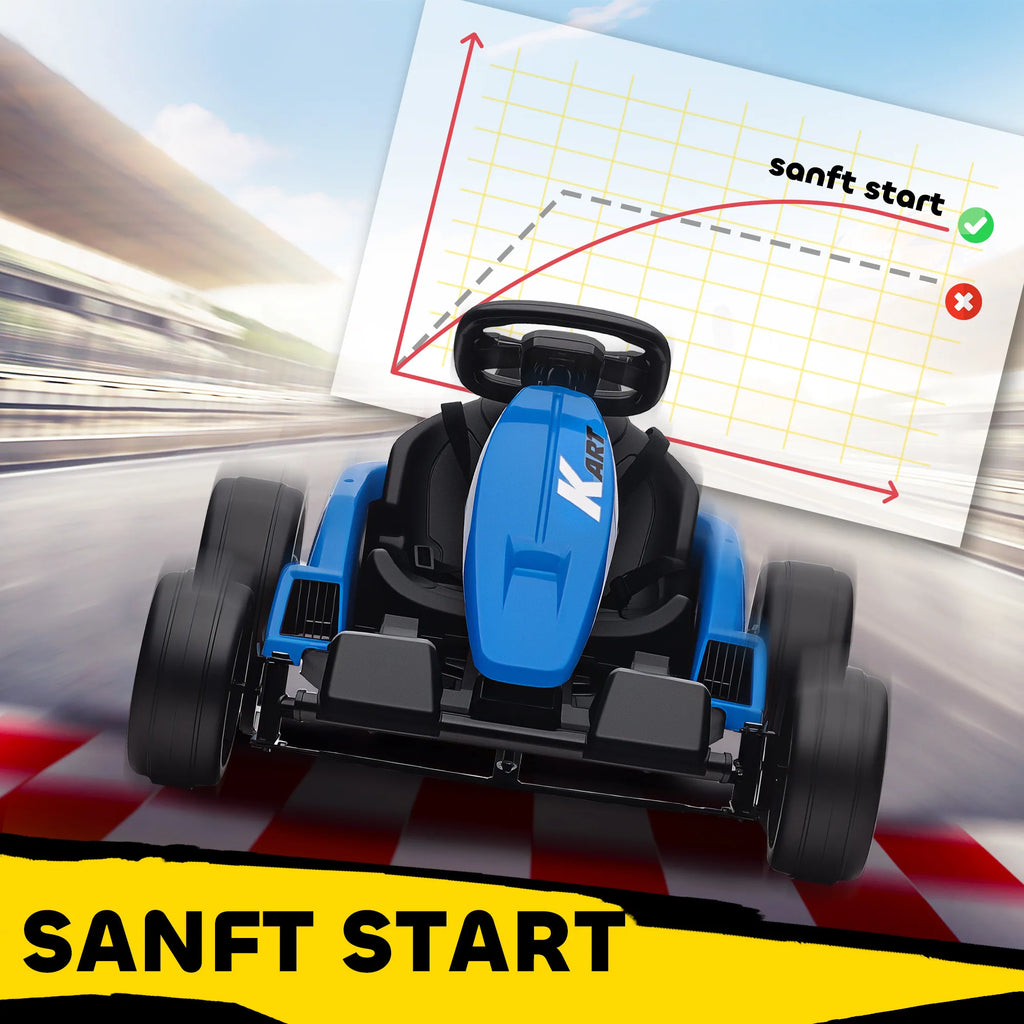 Elektrinis kartingas driftui, 24V, 6–12 metų vaikams, mėlynas