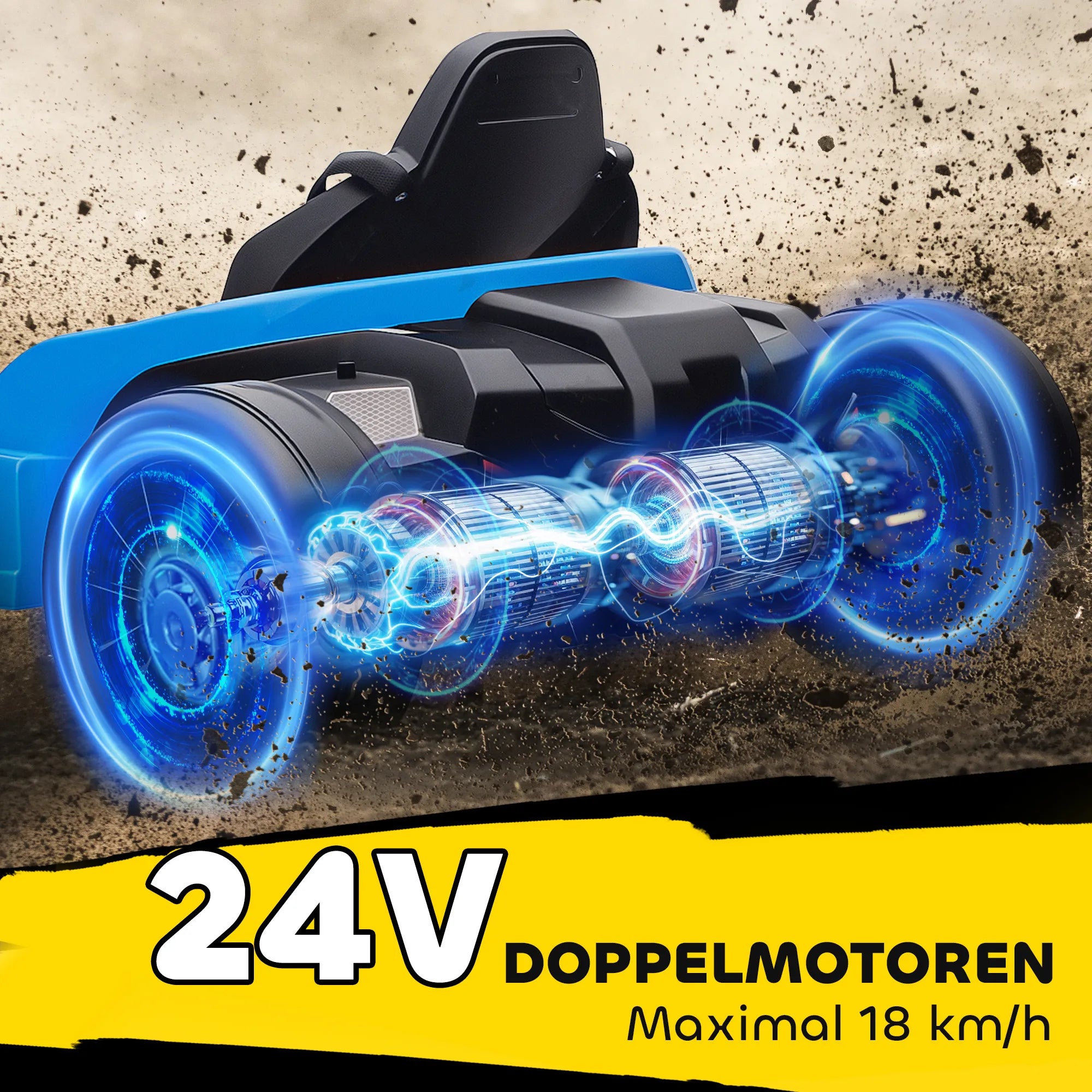 Elektrinis kartingas driftui, 24V, 6–12 metų vaikams, mėlynas