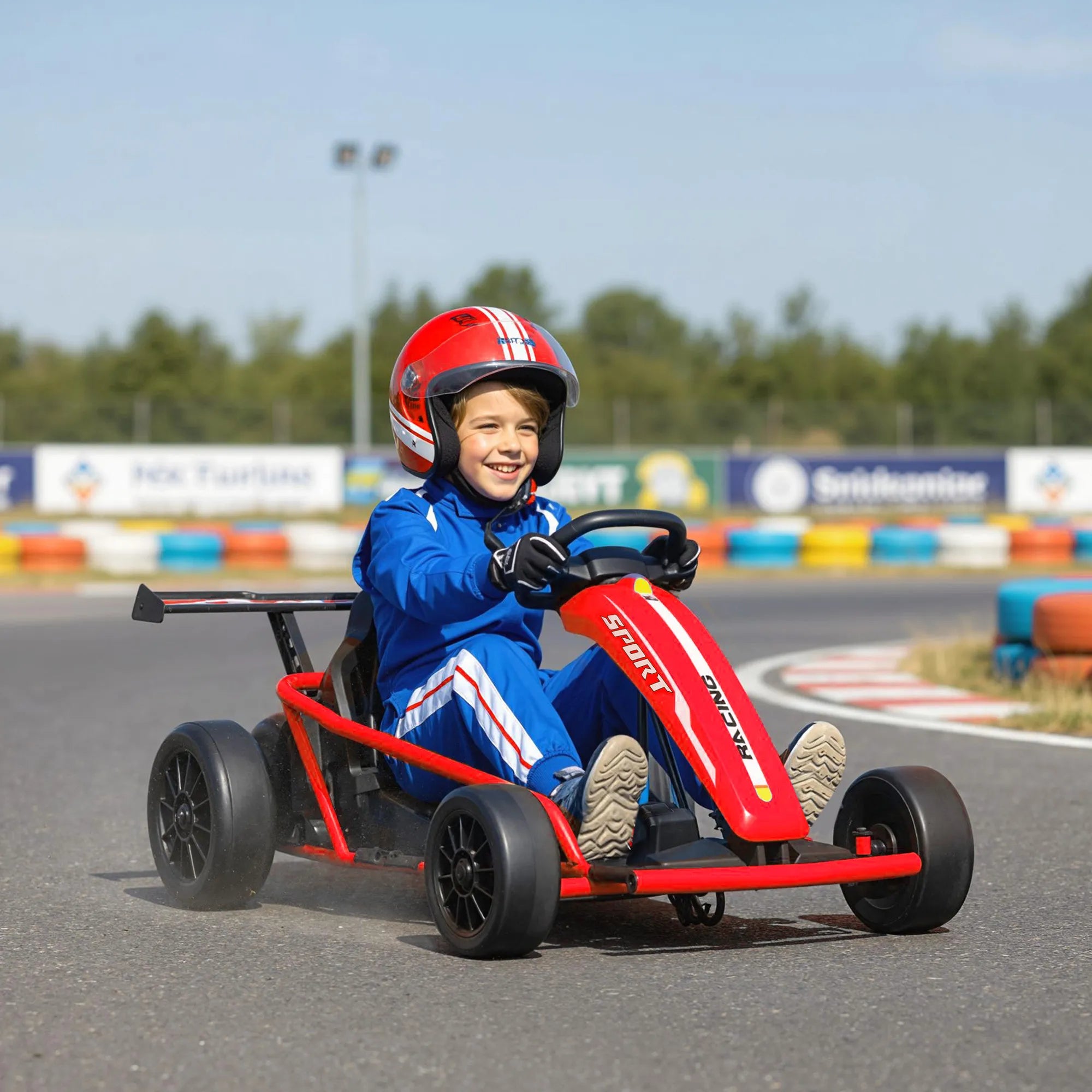 Elektrinis kartingas su drifto funkcija, 8-12 metų vaikams, raudonas