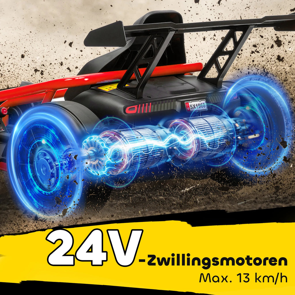 Elektrinis kartingas su drifto funkcija, 8-12 metų vaikams, raudonas