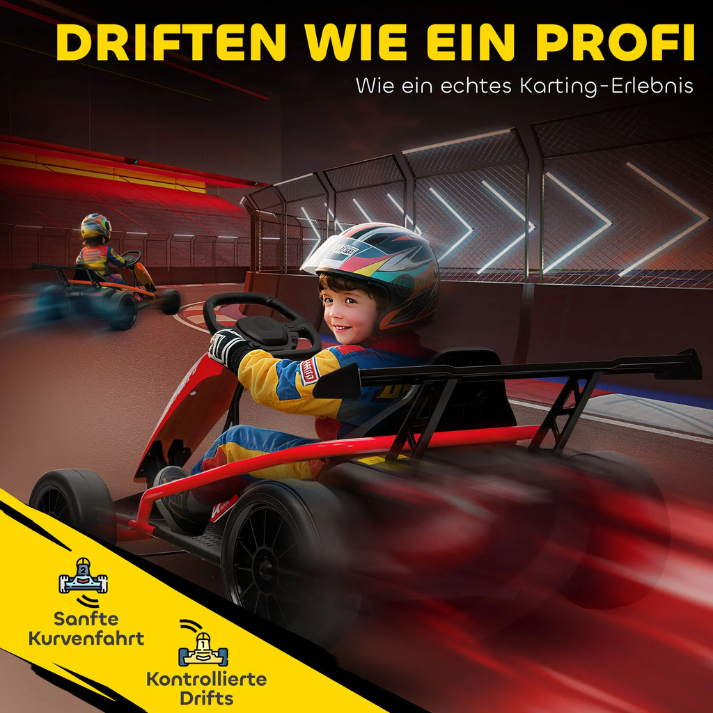 Elektrinis kartingas su drifto funkcija, 8-12 metų vaikams, raudonas