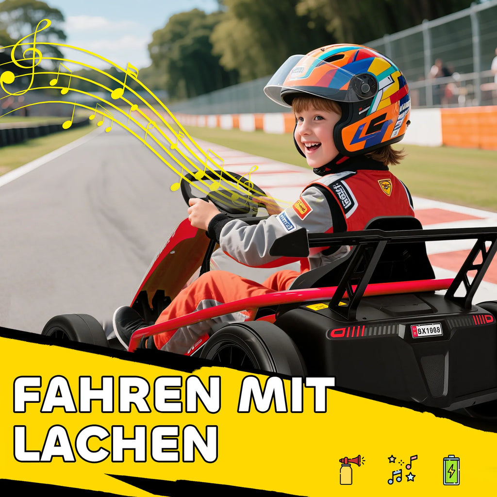 Elektrinis kartingas su drifto funkcija, 8-12 metų vaikams, raudonas