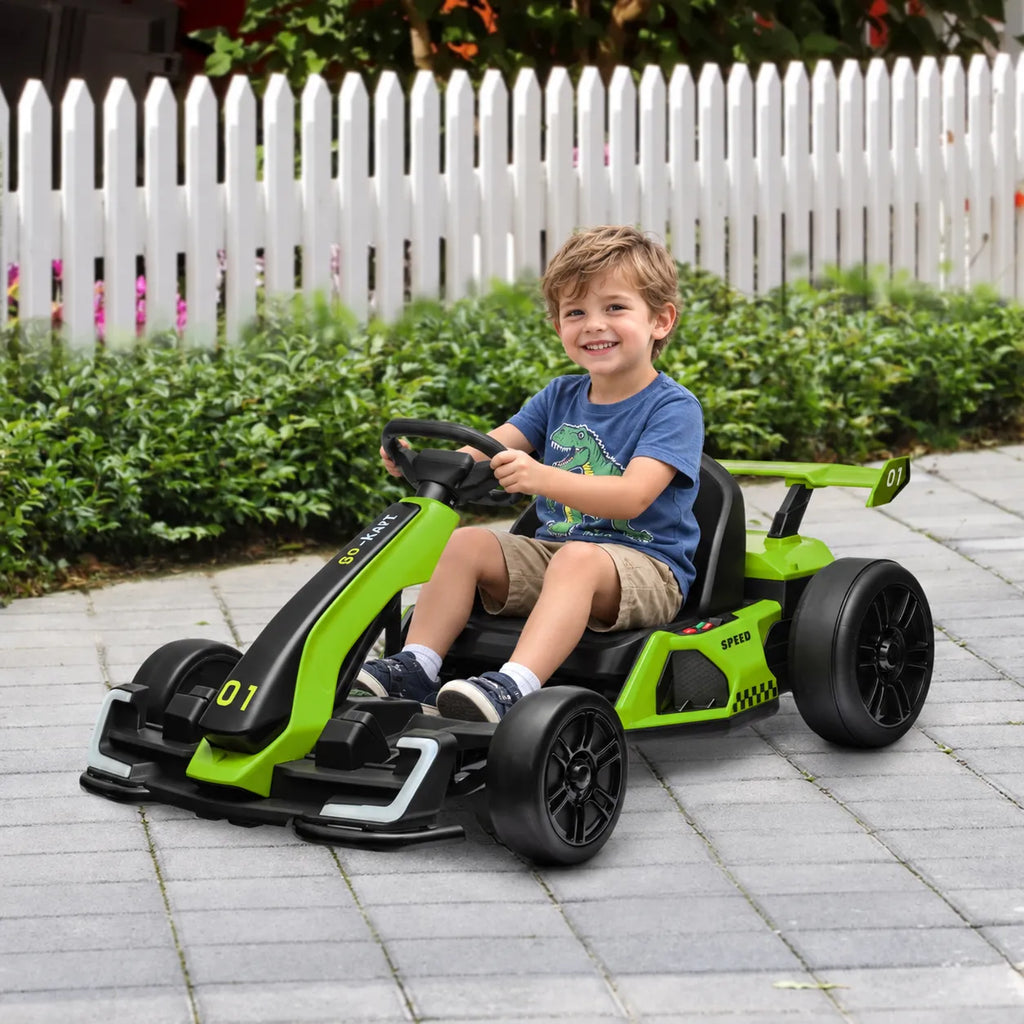 Elektrinis kartingas vaikams 6–12 metų, su drifto funkcija, žalias