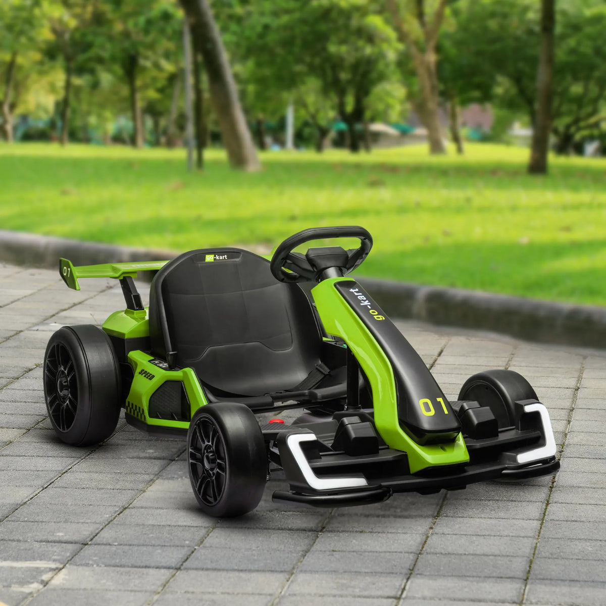 Elektrinis kartingas vaikams 6–12 metų, su drifto funkcija, žalias