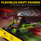 Kartingas dreifuoja lenktynių trasoje, fone matomas dar vienas žaidėjas