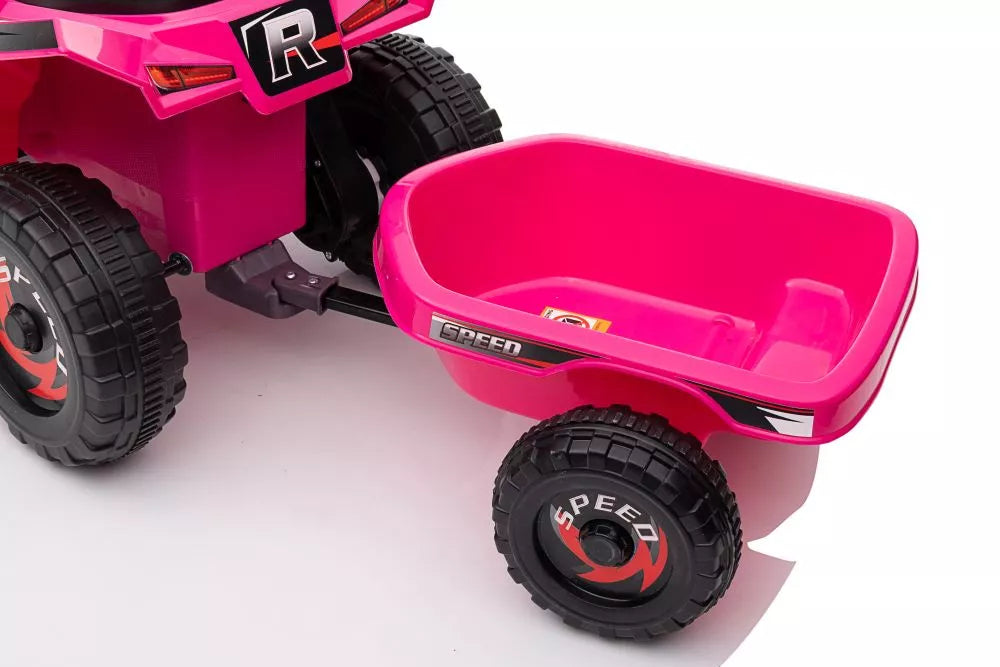 Rožinės priekabos vidus ir prikabinimo mechanizmas iš arti