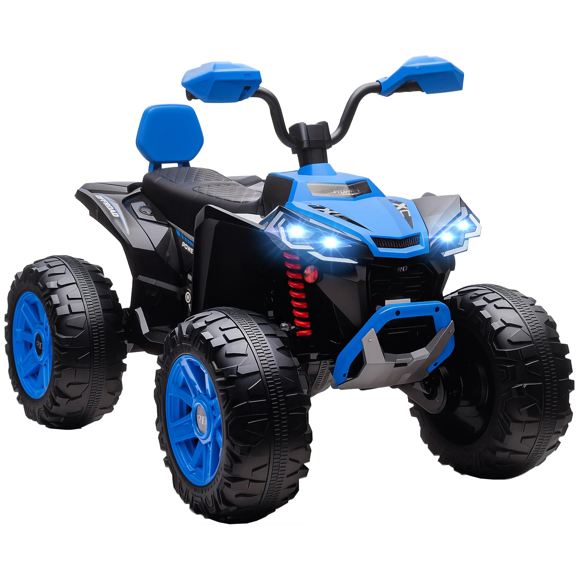 Elektrinis keturratis vaikams 3-8 metų, dvivietis, iki 50 kg, mėlynas 24V 6,5 km/h