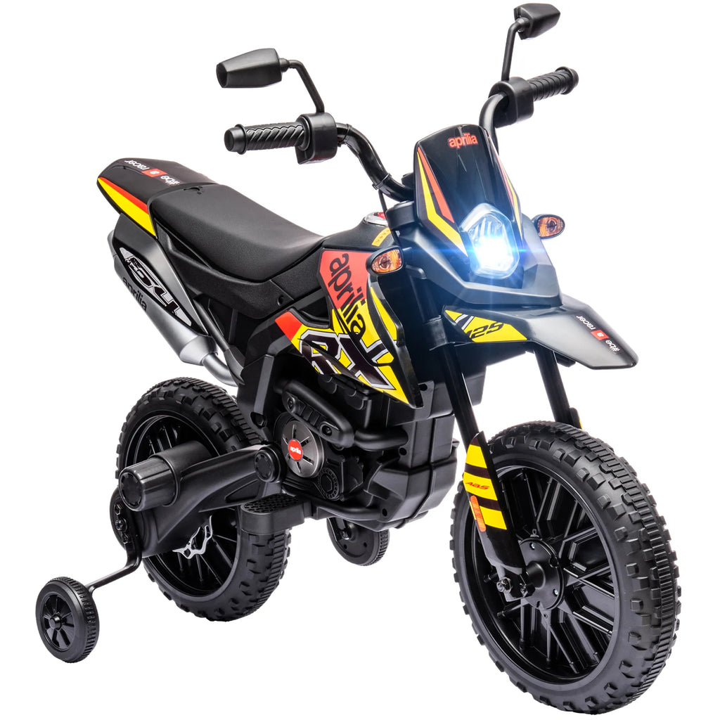 Elektrinis motociklas Aprilia vaikams 37–96 mėn., iki 30 kg, geltonas