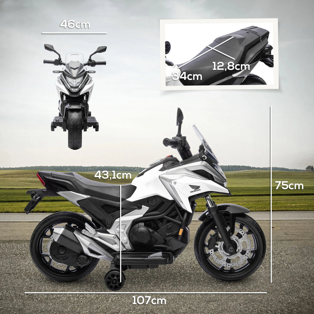 Elektrinis motociklas Honda 3-6 metų vaikams, baltas, iki 30 kg