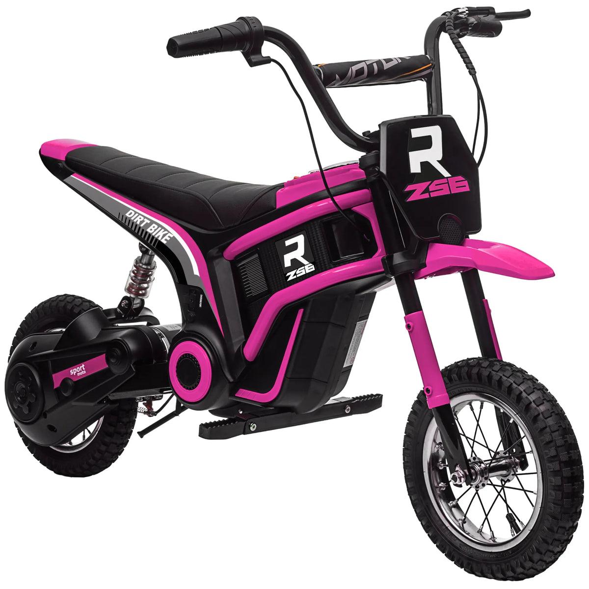 Elektrinis motociklas vaikams, 24 V vaikų motociklas su signaline, žibintu, sukiojama dujų rankenėle, 8–16 km/h, 8–12 metų, rožinis