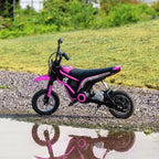 Elektrinis motociklas vaikams, 24 V vaikų motociklas su signaline, žibintu, sukiojama dujų rankenėle, 8–16 km/h, 8–12 metų, rožinis