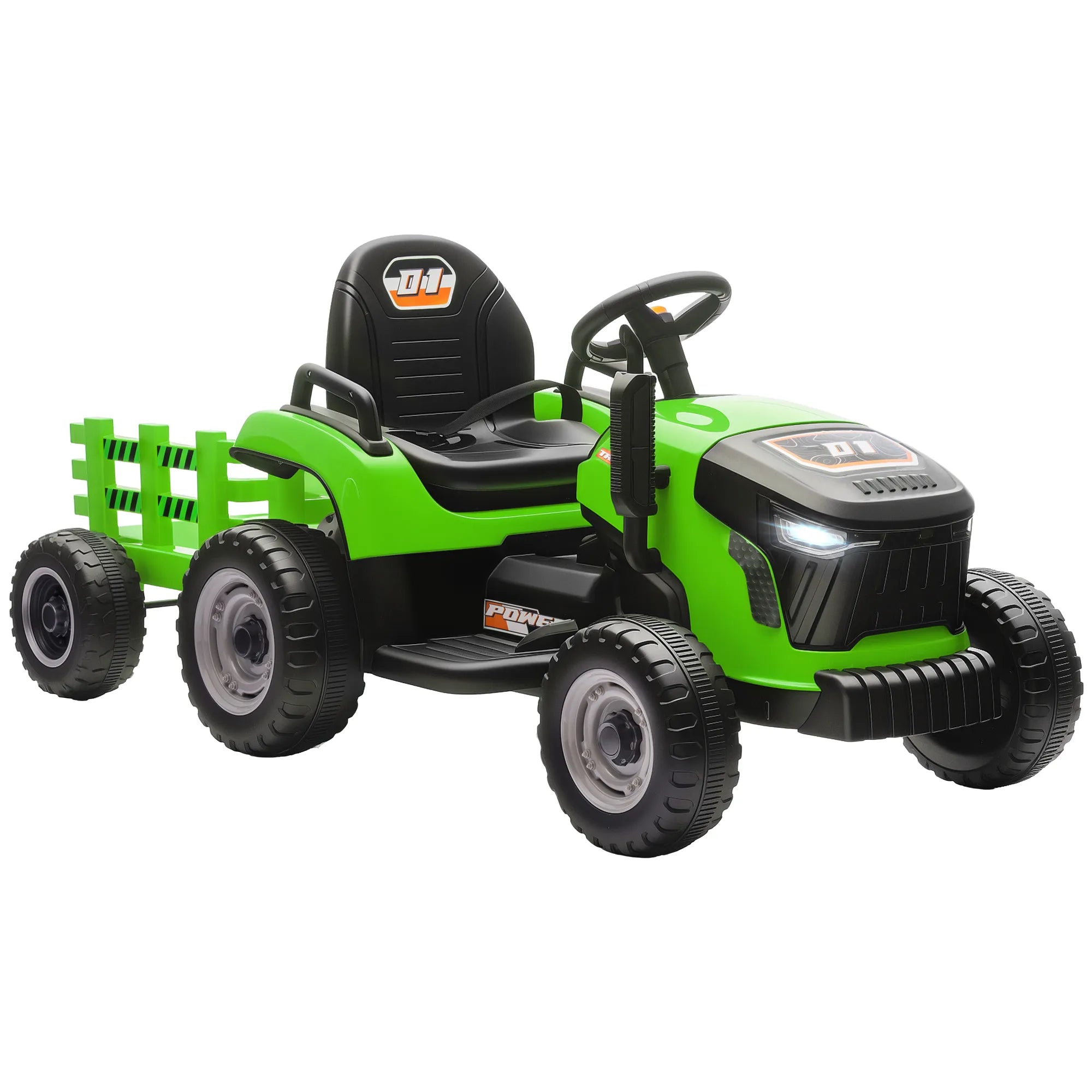Elektrinis traktorius 3-8 metų vaikams, iki 30 kg, žalias