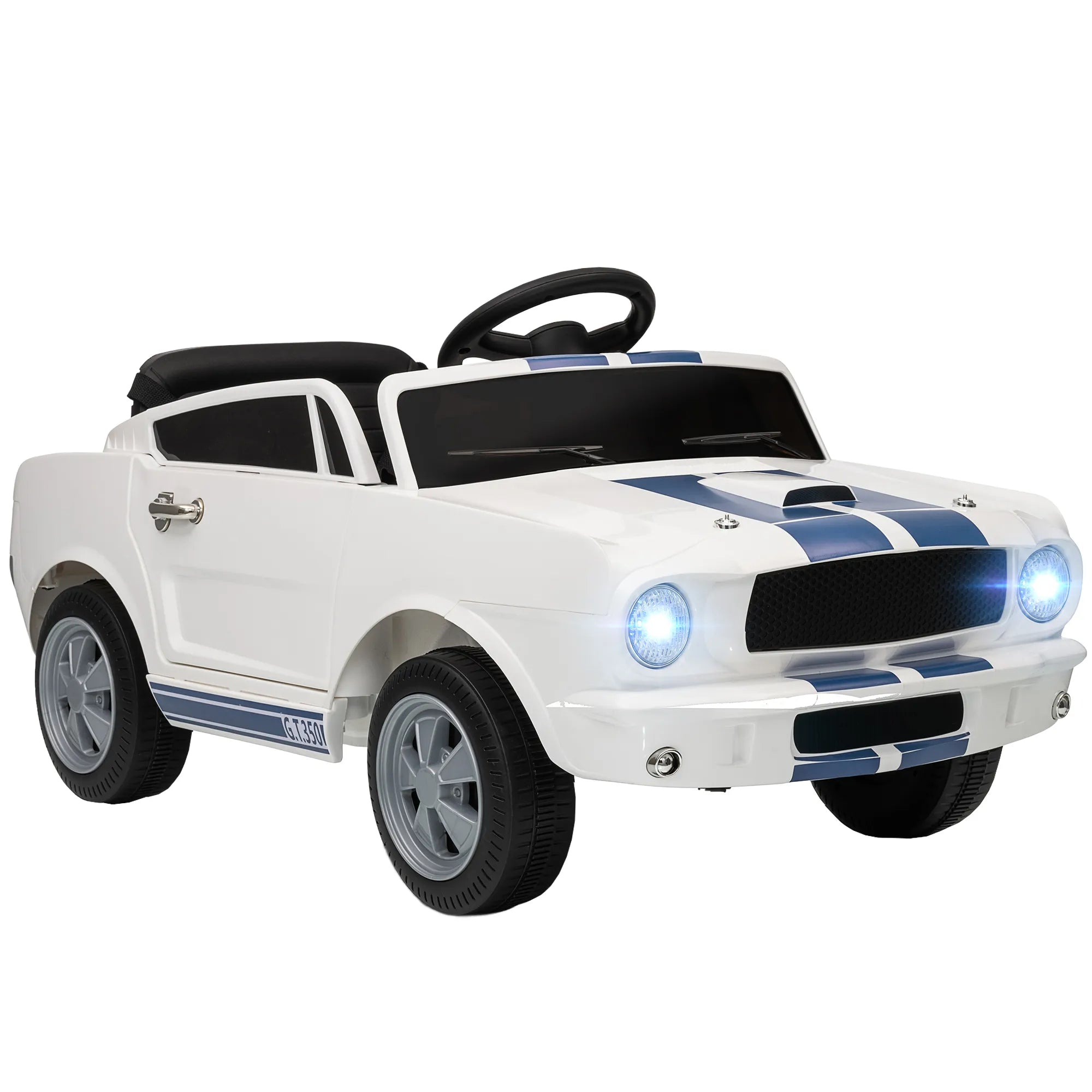 Elektrinis vaikiškas automobilis Ford Shelby GT 350, 3-6 metų vaikams, baltas 12V