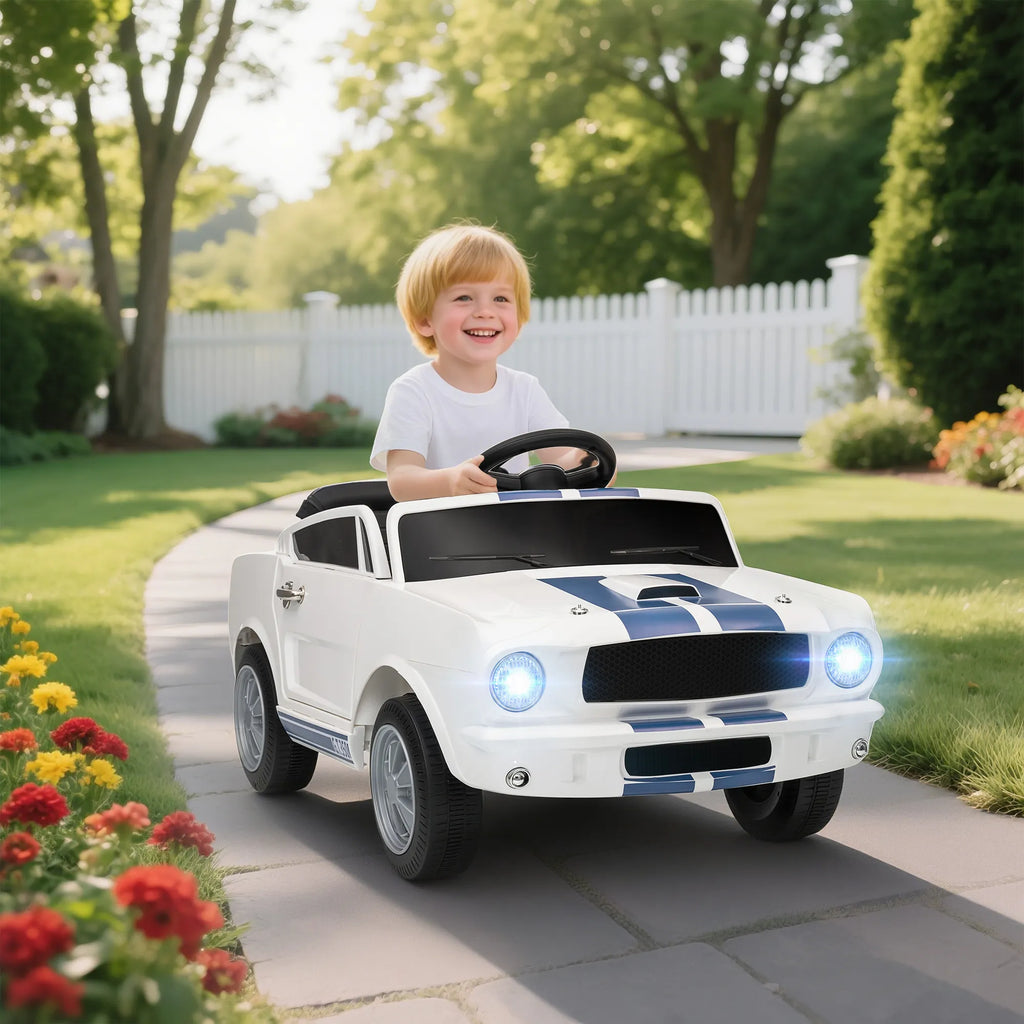Elektrinis vaikiškas automobilis Ford Shelby GT 350, 3-6 metų vaikams, baltas 12V