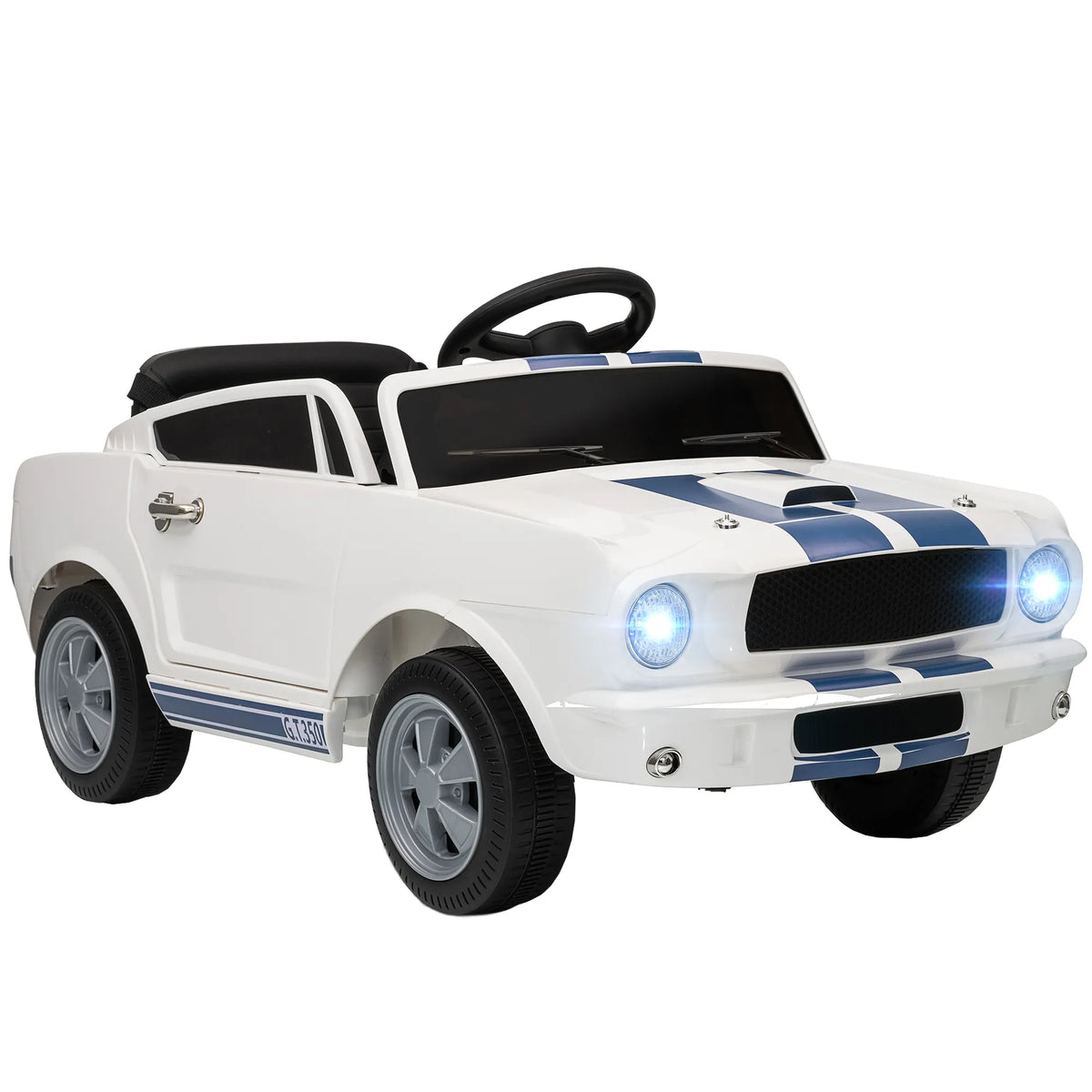 Elektrinis vaikiškas automobilis Ford Shelby GT 350, 3-6 metų vaikams, baltas 12V