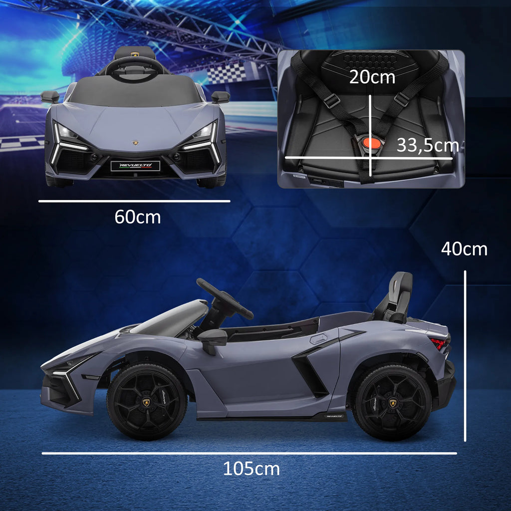 Elektrinis vaikiškas automobilis Lamborghini Revuelto, 3–5 metų vaikams, pilkas