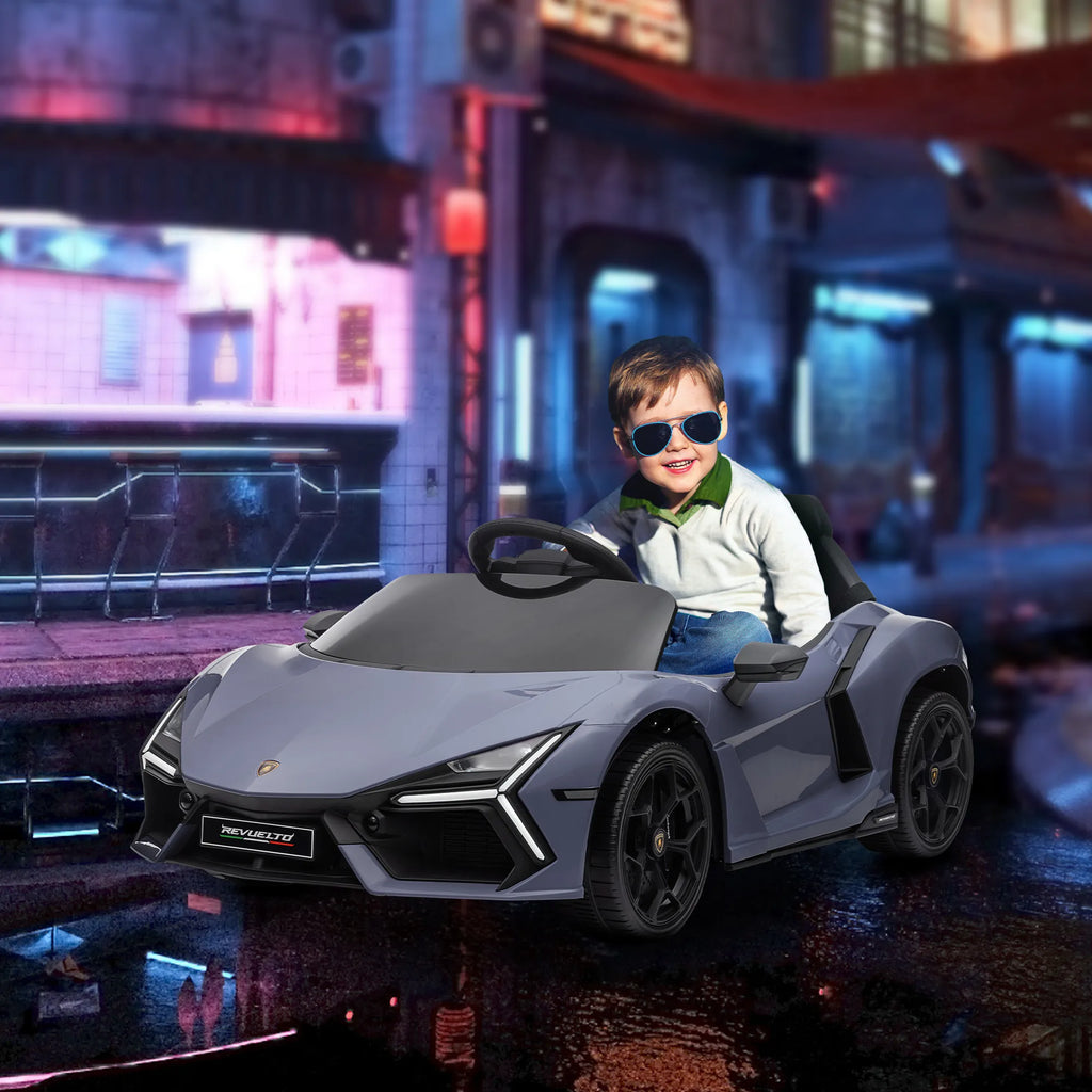 Elektrinis vaikiškas automobilis Lamborghini Revuelto, 3–5 metų vaikams, pilkas