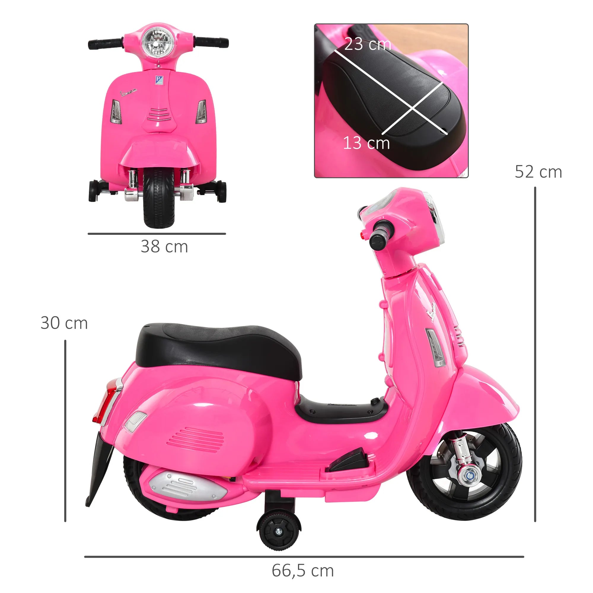 Elektrinis vaikiškas motociklas, 6 V, su atraminiais ratukais, 3 km/h, rožinis