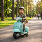 Elektrinis vaikiškas motociklas „Mini Vespa GTS“, 6 V, ličio akumuliatorius, ergonomiška sėdynė ir atlošas, 1,5–3 metų vaikams