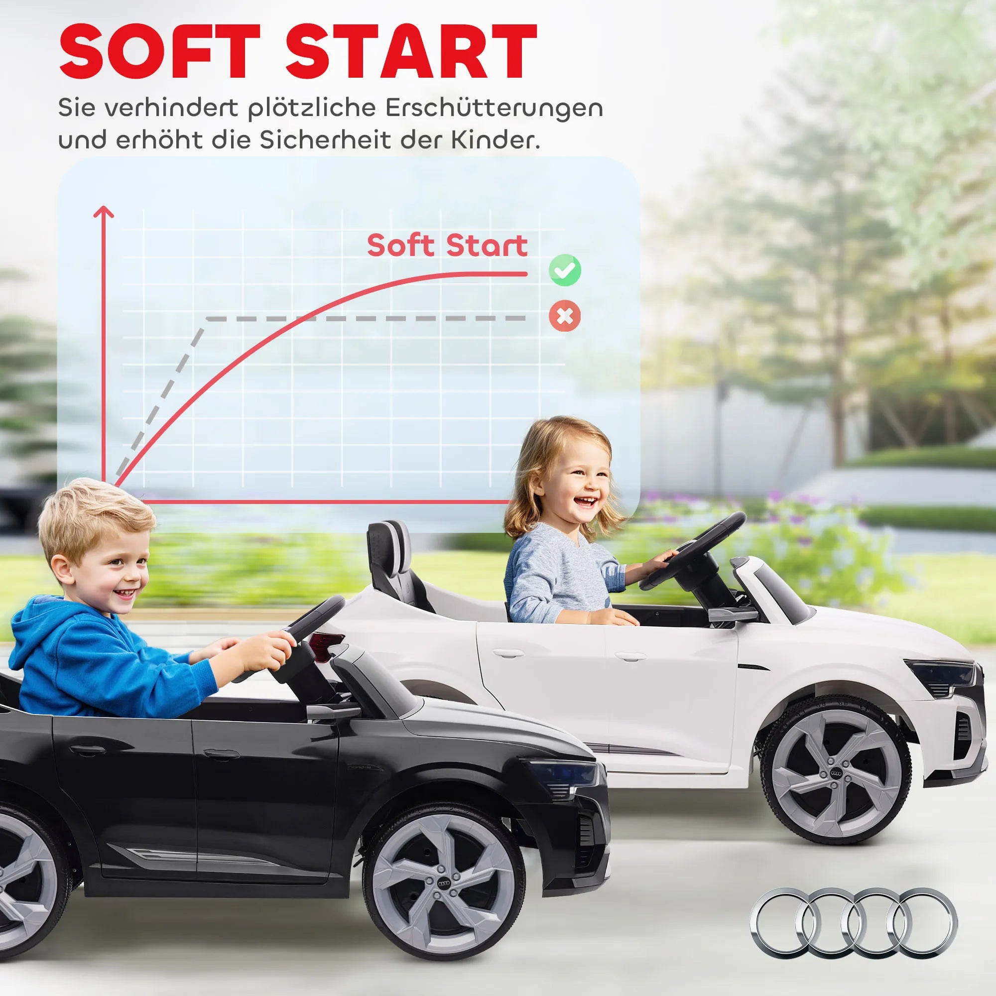 Elektrinis vaikų automobilis, 12 V „Audi Q8“, 3–5 km/h, nuotolinis valdymas, žibintai, muzika, baltas