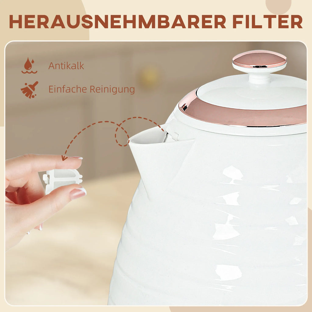 Elektrinis virdulys, 1,7 l, 2200 W, su kalkių filtru, baltas